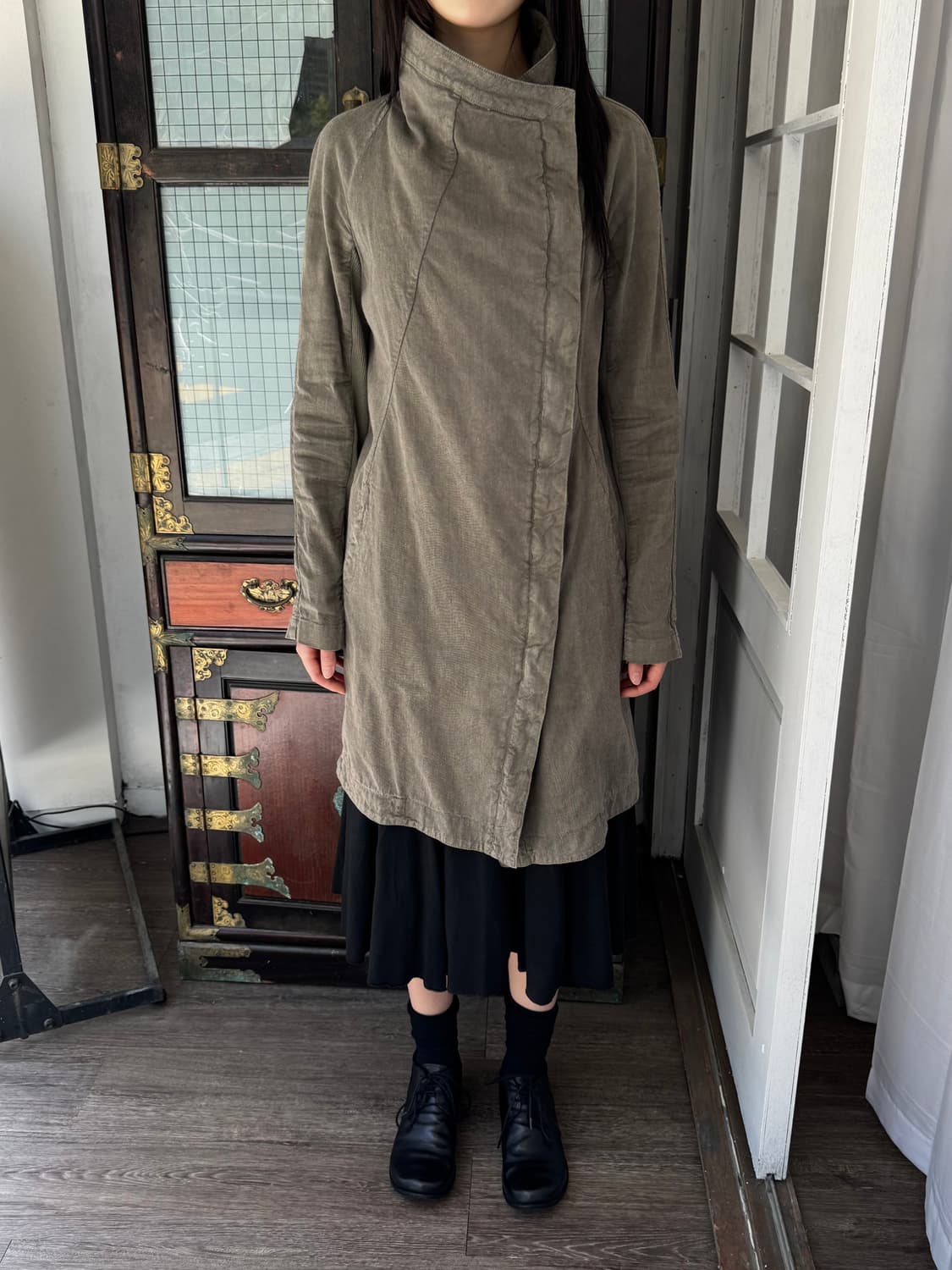 TRANSIT 린넨 비대칭 집업 코트 상품이미지1