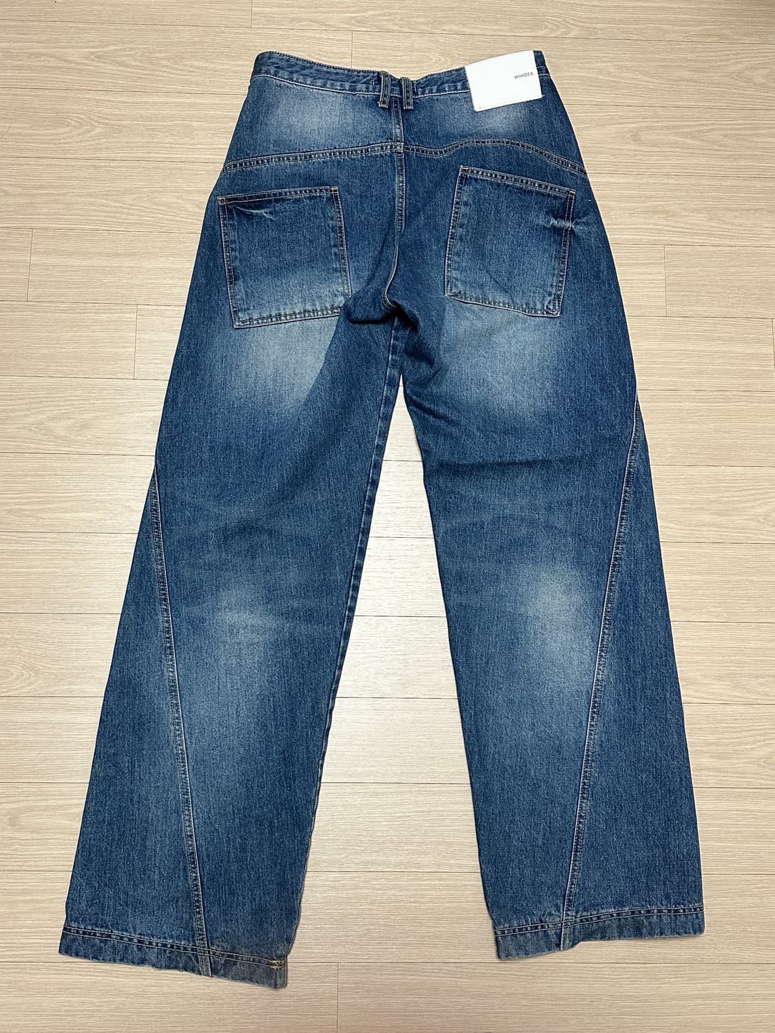 윈더 SLANTED RAW TURN-UP JEANS Deep Blue 상품이미지5