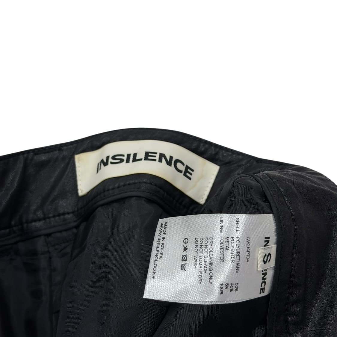 인사일런스 우먼 포우 레더 와이드 팬츠 블랙 S 상품이미지5