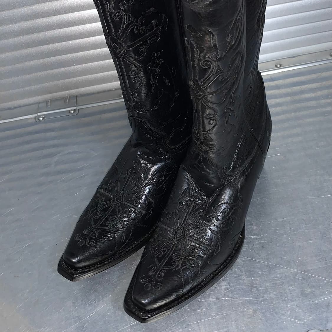 00s 블랙 자수 서클 G 바이 코랄 웨스턴 부츠 상품이미지6