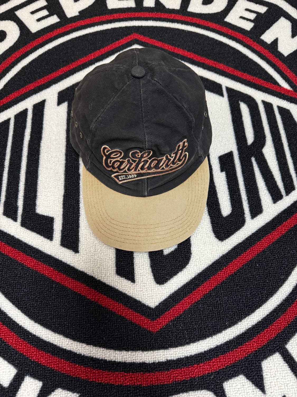 칼하트 레더 스트랩 백 캔버스 캡 블랙 상품이미지1