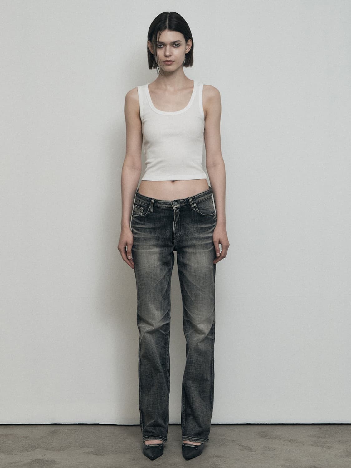 보헤미안서울 크럼플드 워싱 데님 팬츠 그레이m 상품이미지1