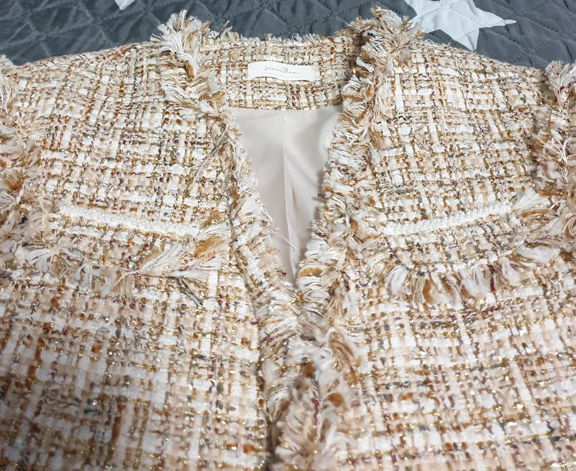 신스덴 삼페인골드 트위드 조끼 투피스 (M) 상품이미지2