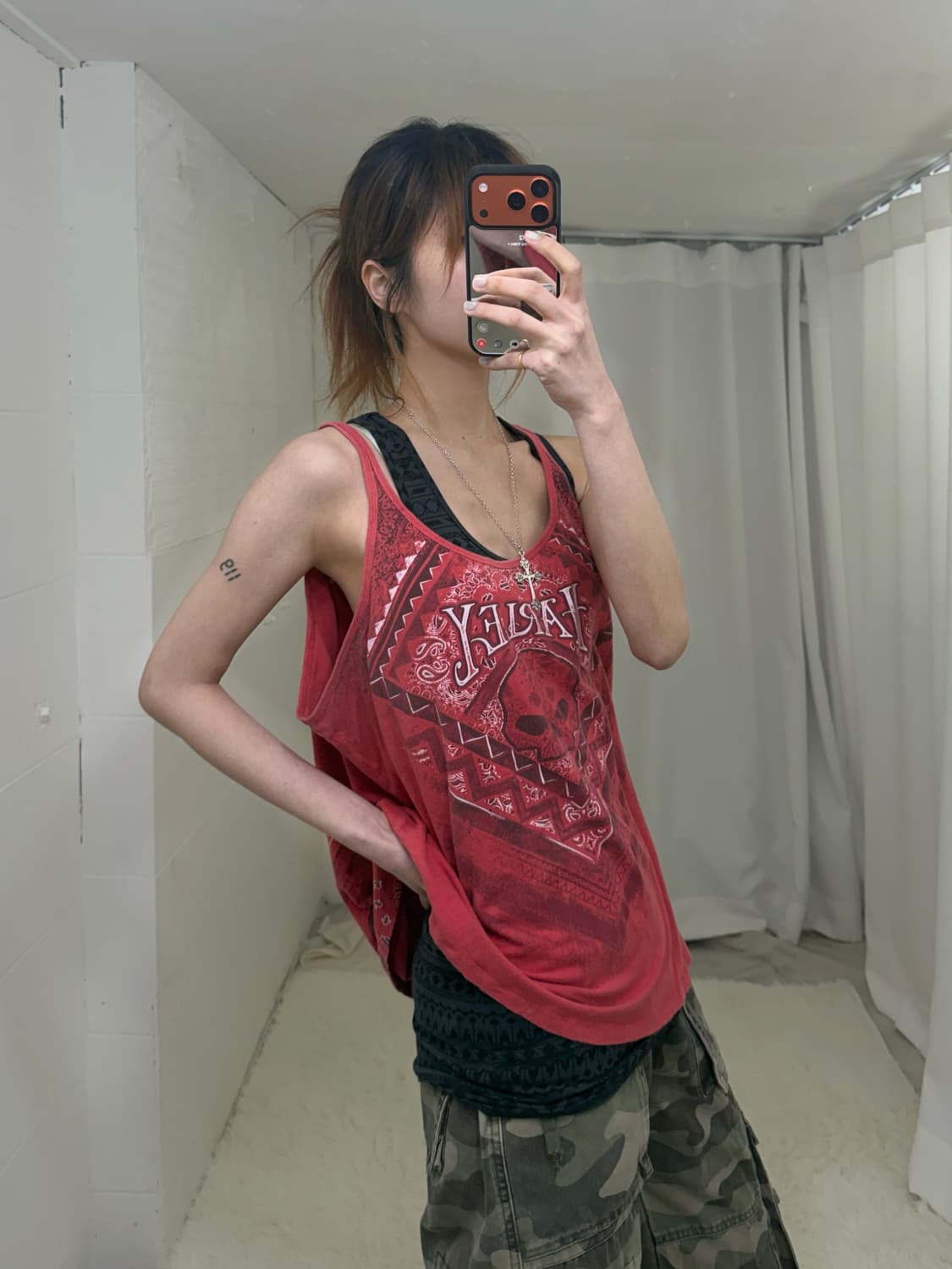 (상의 세트) 할리데이비슨 펑크 히피 유넥 나시 + 챠콜 에스닉 나시 상품이미지3