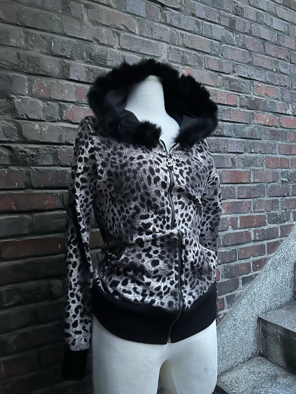 2000s VTG 레오파드 울프죠 퍼 후드집업 상품이미지4
