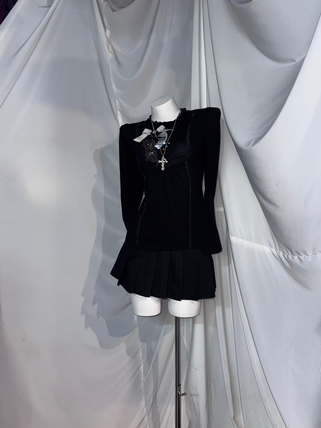 엑시즈팜 무채색 고스고딕 오리엔탈 레오파드 무채색 갸루 코디세트  상품이미지2