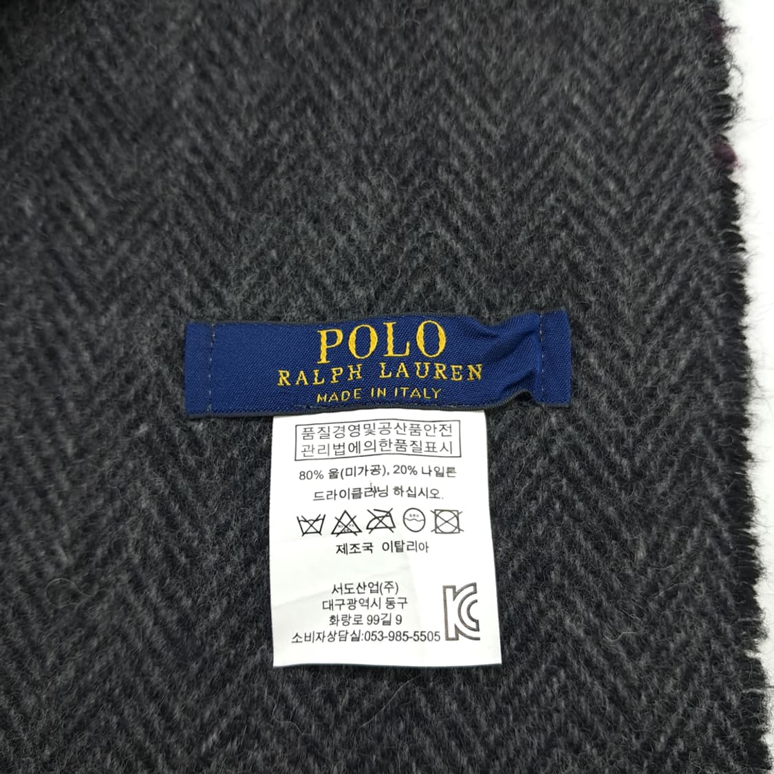 MX175 폴로 랄프로렌 그레이 체크 헤링본 울 양면 목도리 머플러 상품이미지5