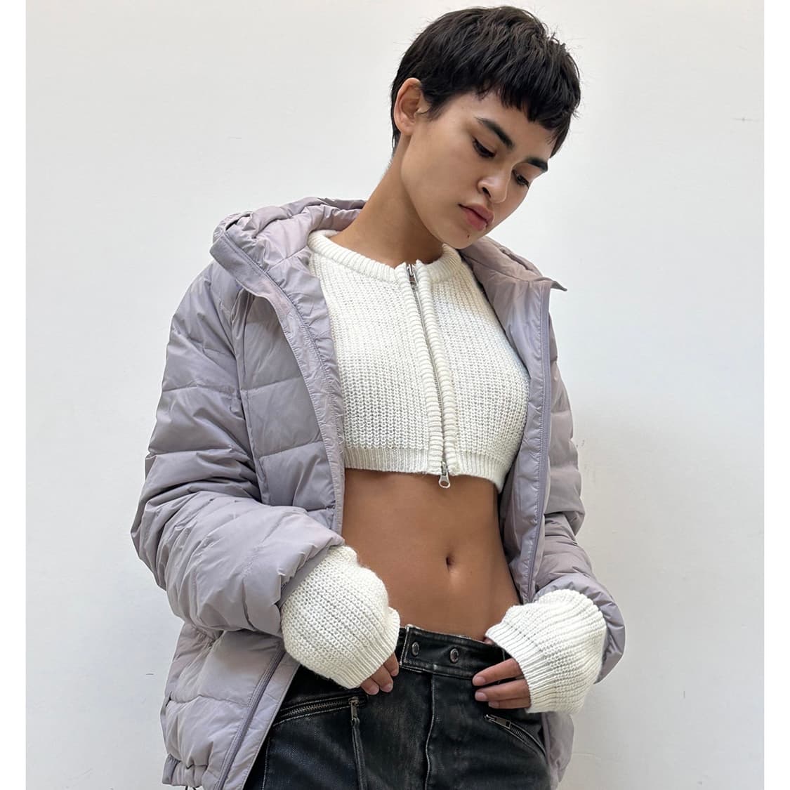 마뗑킴 LIGHTWEIGHT DUCK DOWN HOODY 경량패딩 S 상품이미지2