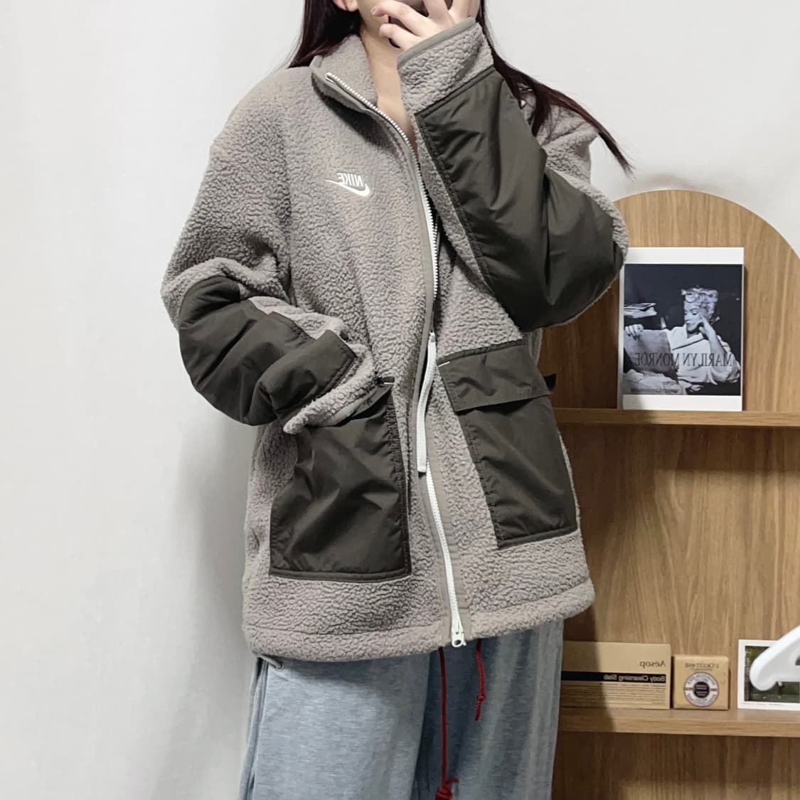[정품] 나이키 브라운그레이 포켓 패치 후리스 [ L ] 상품이미지4