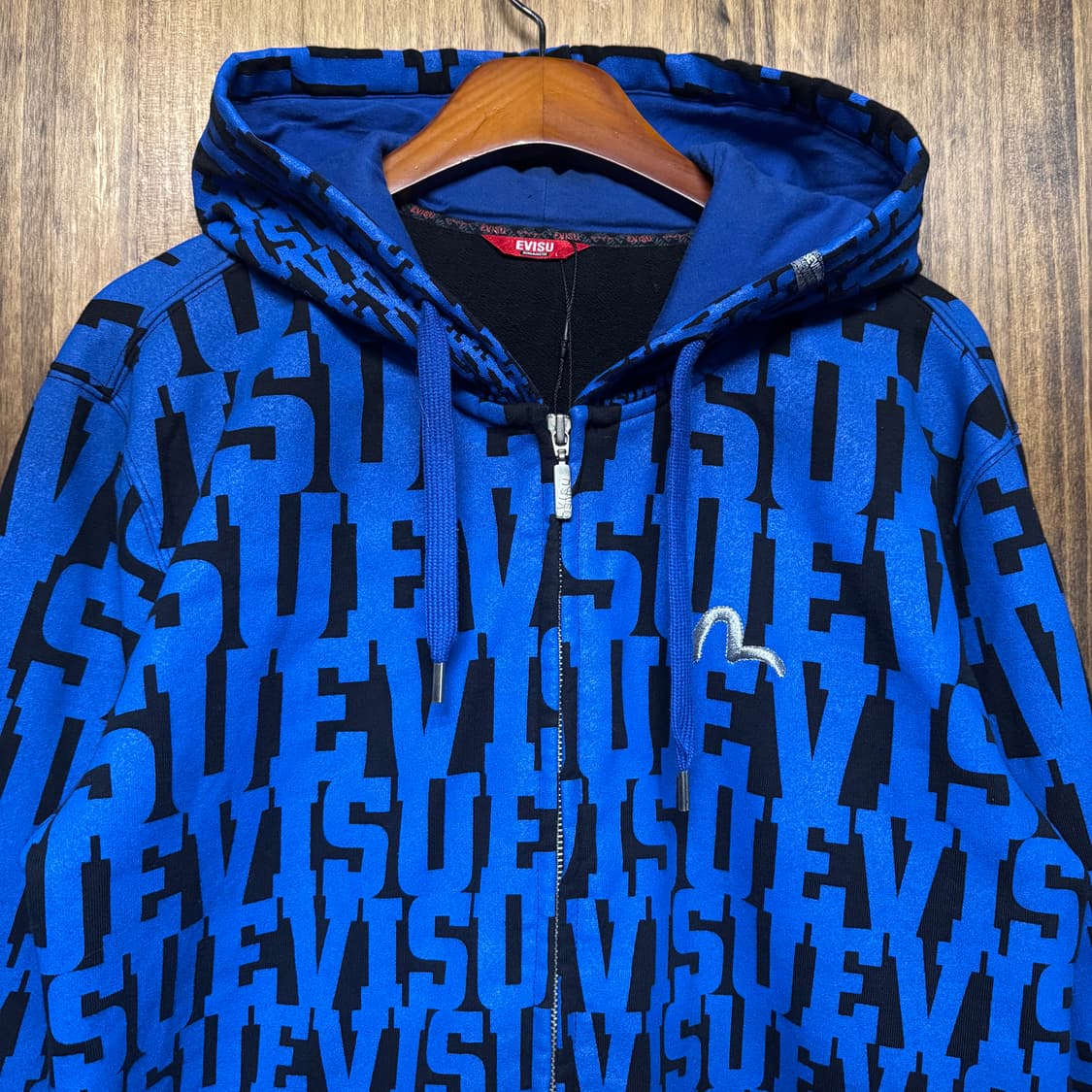 EVISU full logo blue hoodie zip jacket 상품이미지3