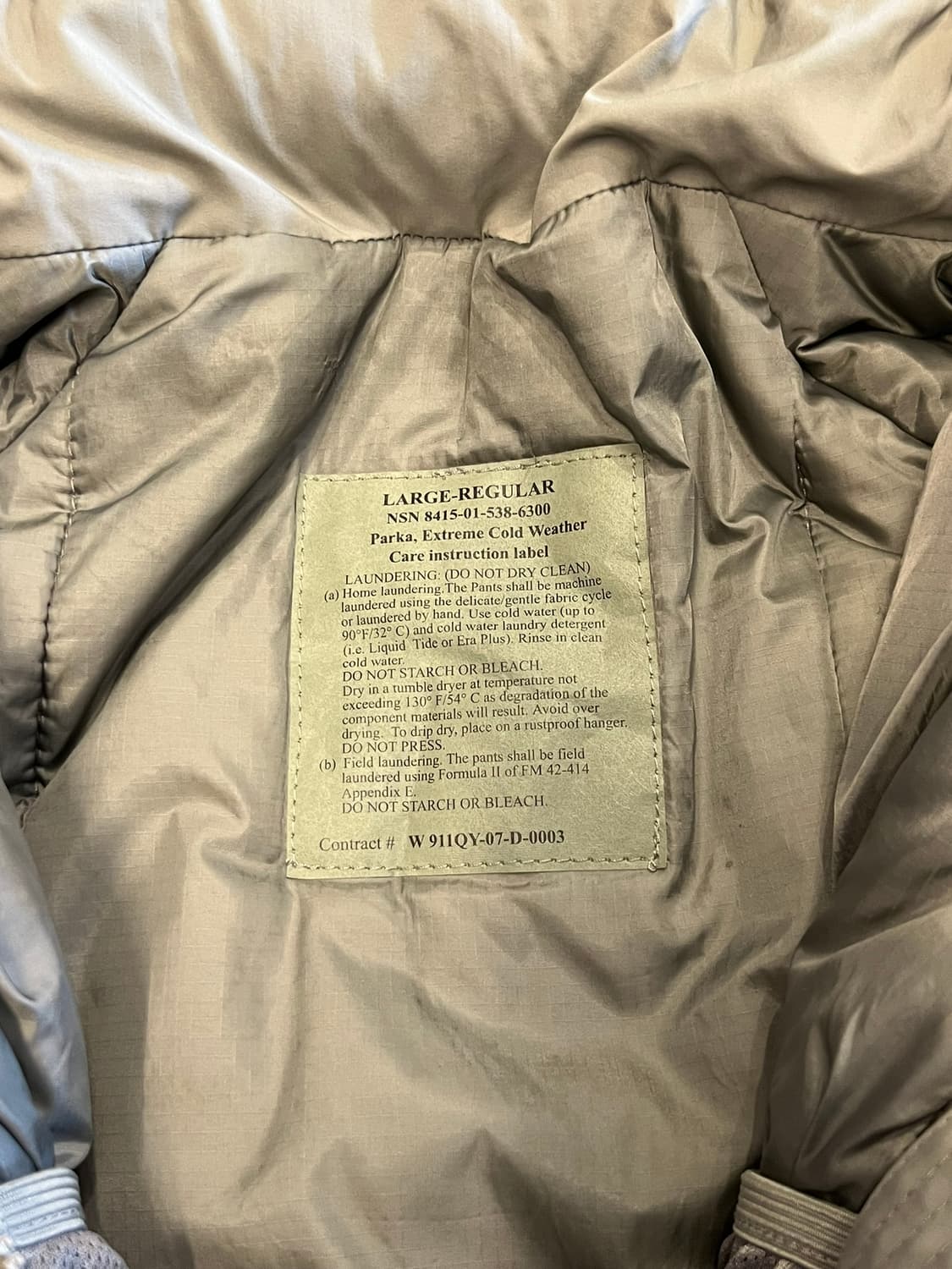 [L] 미군 ECWCS 혹한기 파카 보급 레벨 7 USA 패딩 3세대 상품이미지6