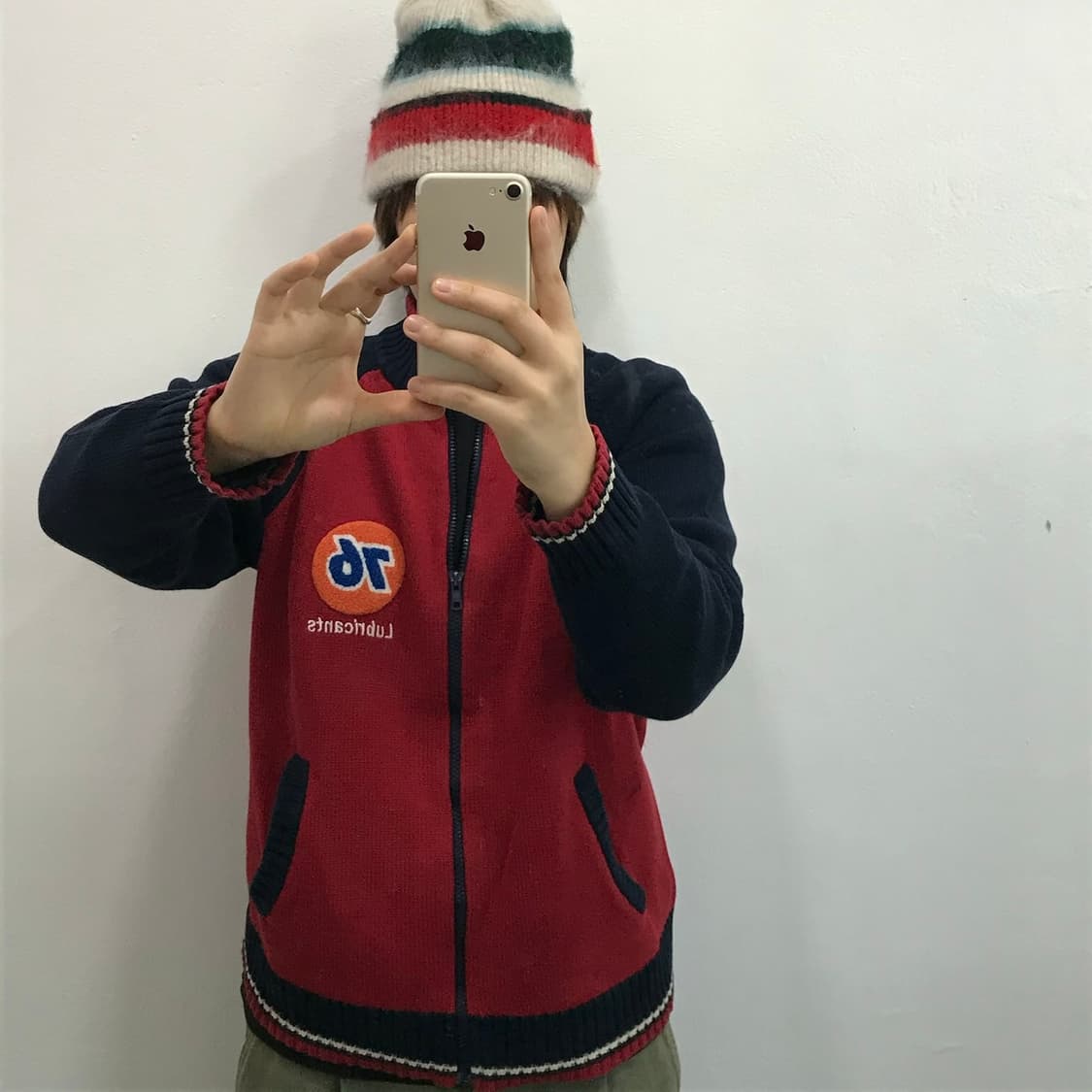 레글런 배색 긴팔 니트집업 상품이미지2