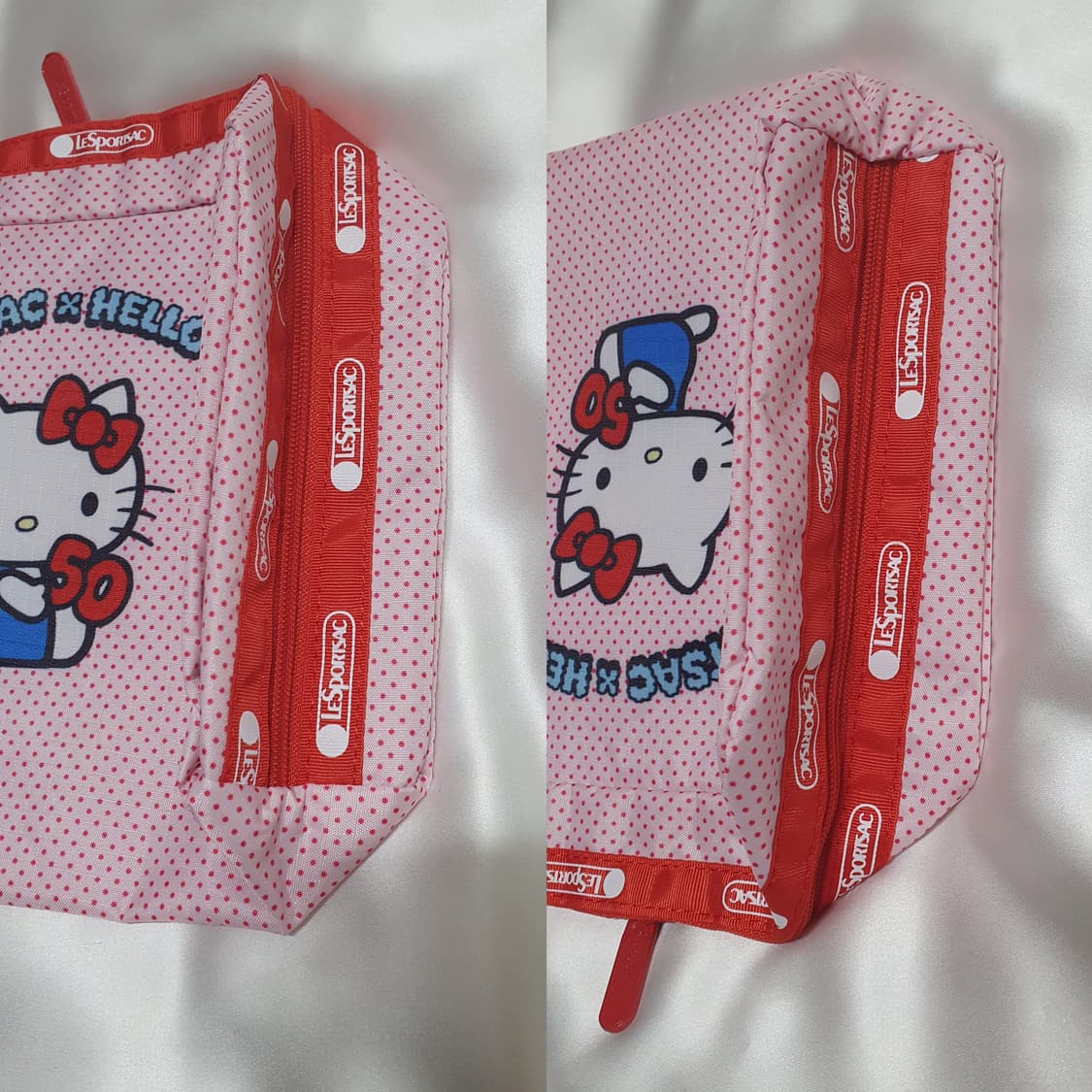 레드 핑크 도트 고양이 레스포색 레스포삭 여행용 화장품 파우치  미니백 상품이미지9