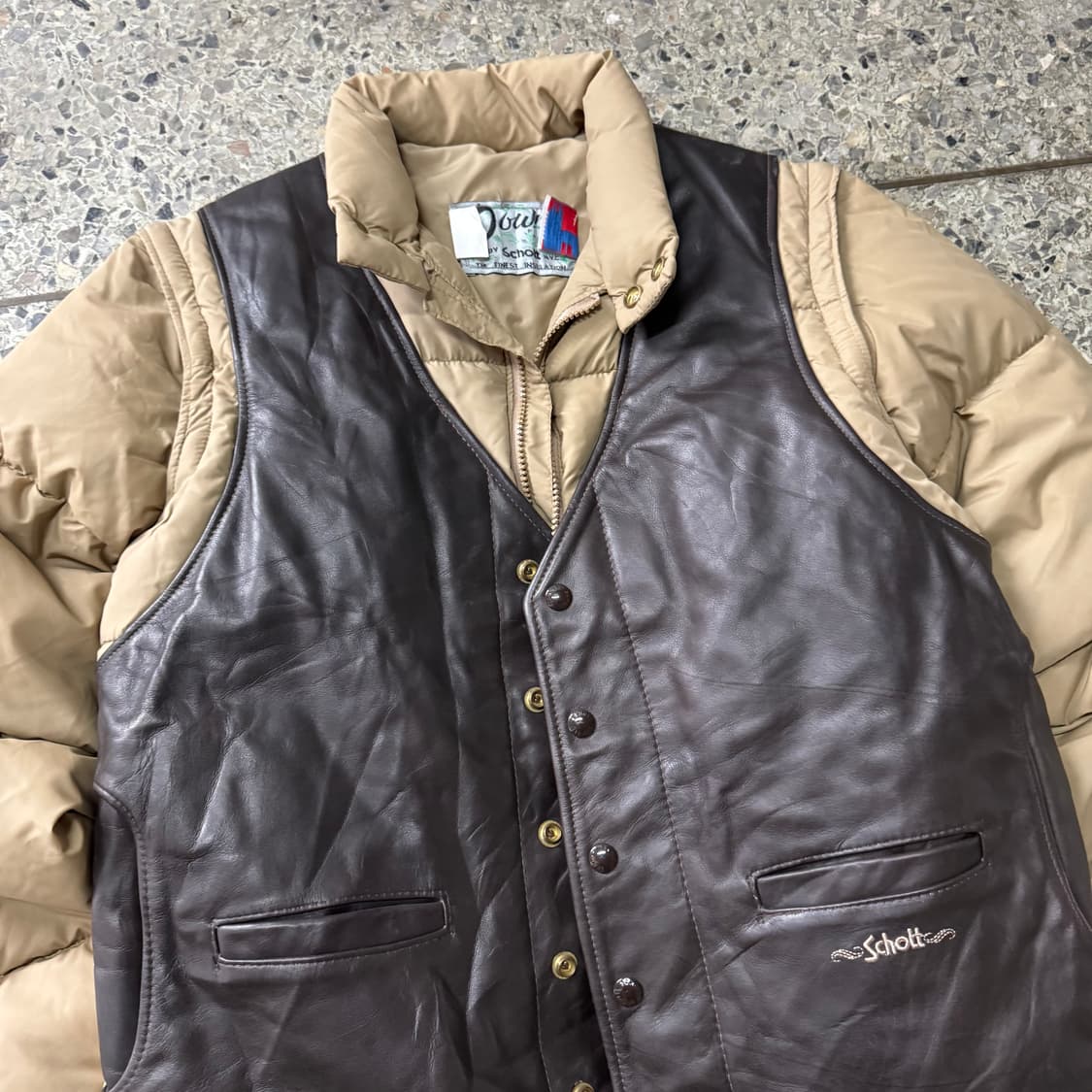 [M] 80s Schott 래더 베스트 다운 자켓 상품이미지7