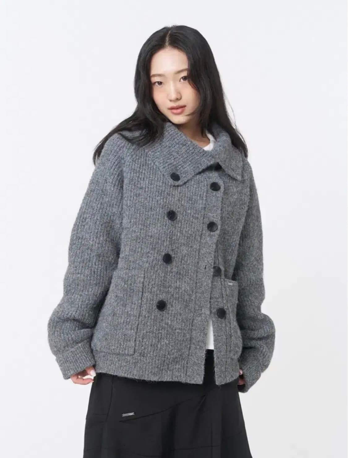 미세키서울 니트 double button bold knit GREY 상품이미지1