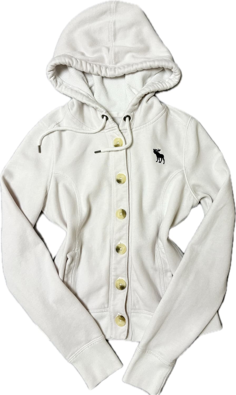 아베크롬비 버튼 후드집업 화이트 S 딱붙핏 상품이미지2