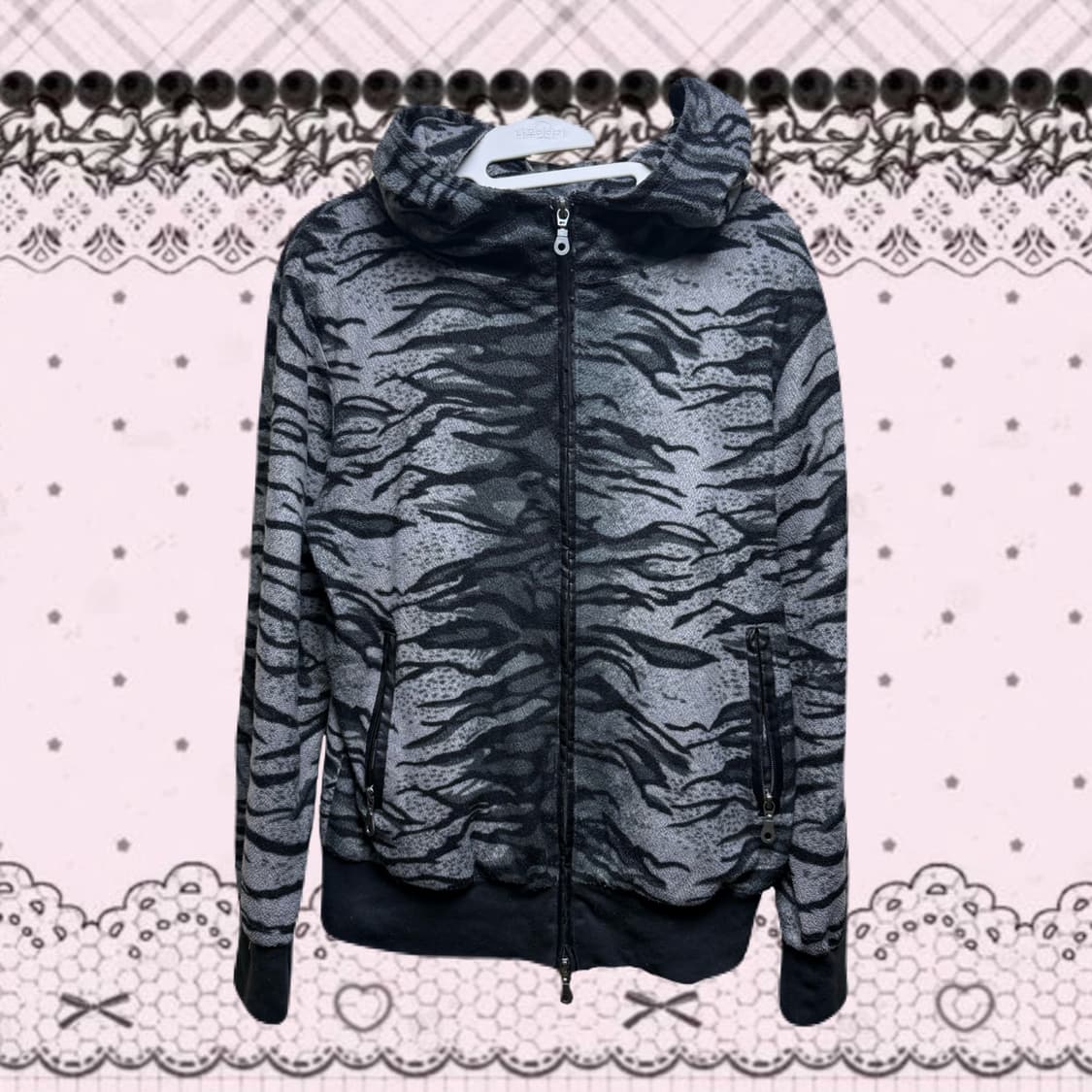 y2k 펑크 지브라 후드집업 상품이미지1