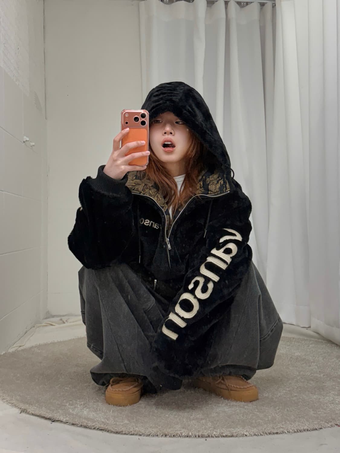 밴슨 카모 퍼 리버시블 후드 집업 자켓 상품이미지4