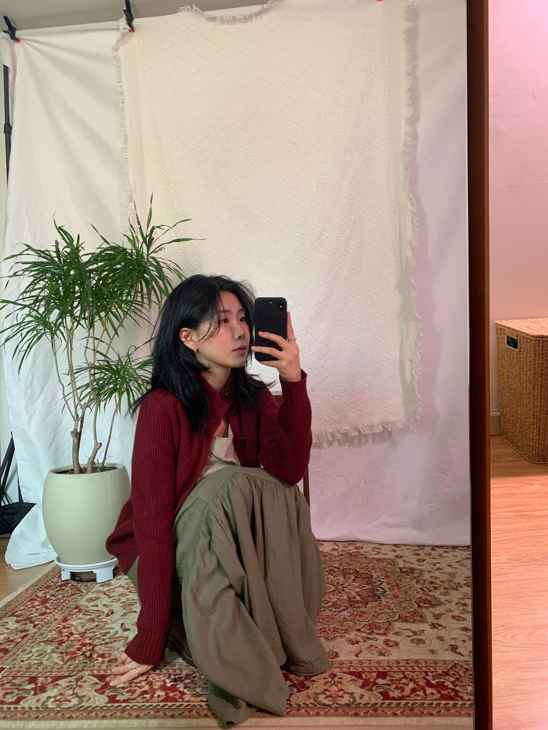 와인 니트 가디건 상품이미지2