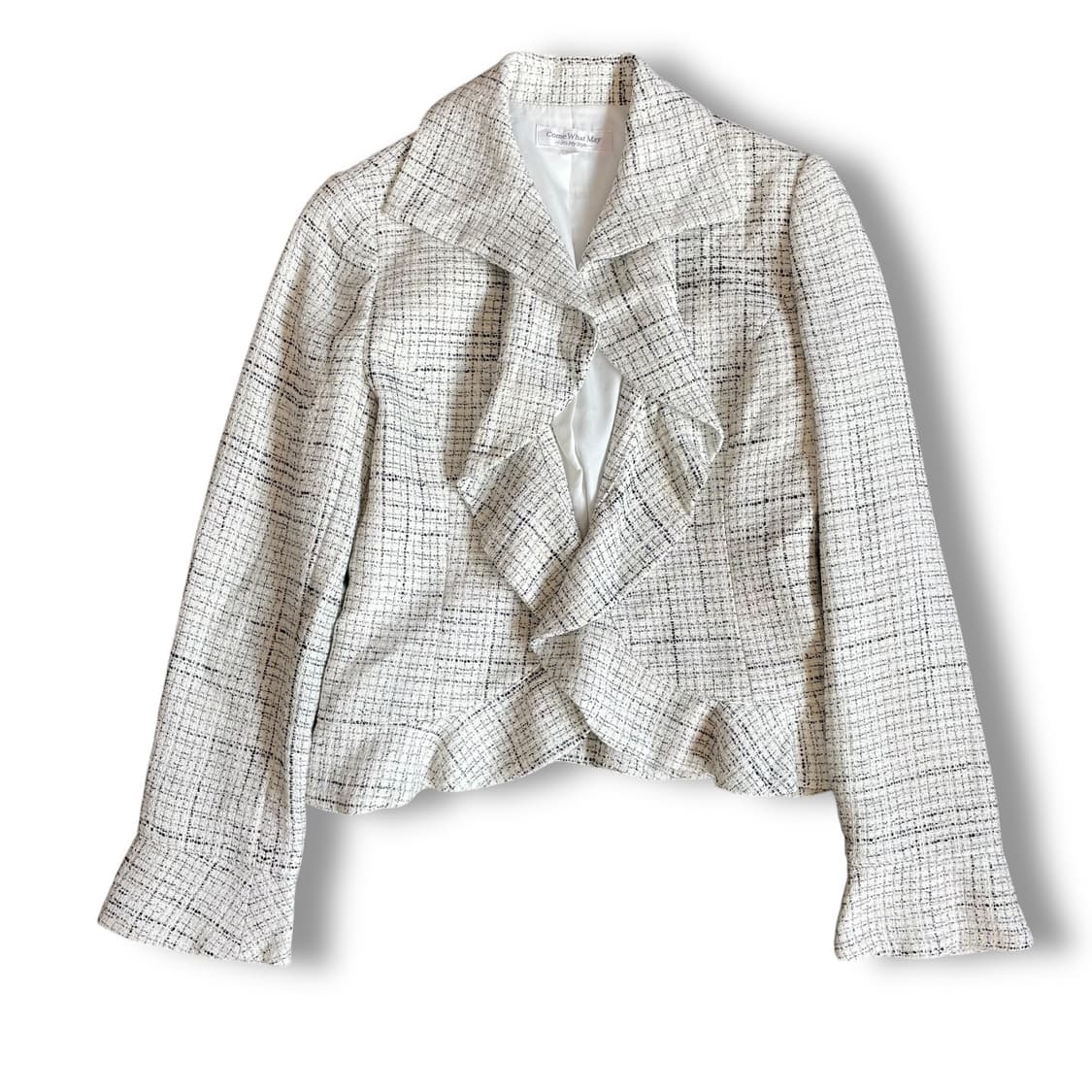 JPN 화이트블랙 트위드 셋업 투피스 원피스 자켓 상품이미지2