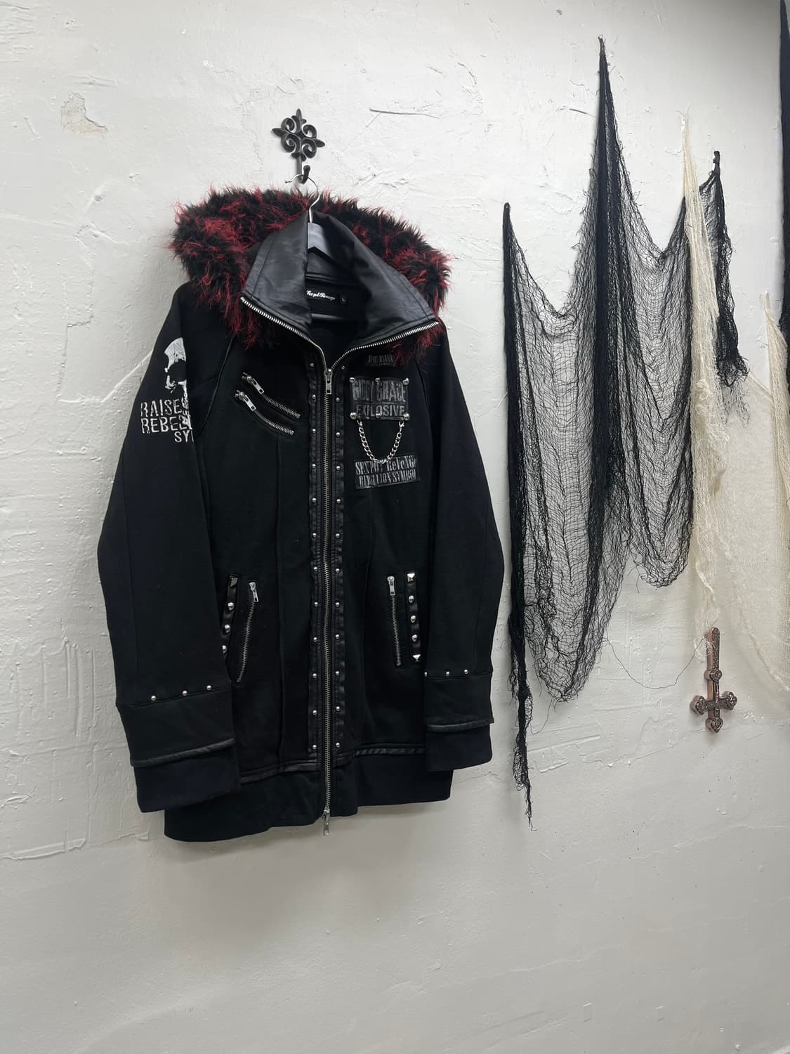 Sexpotrevenge 00s trimming fur punk hood 상품이미지1