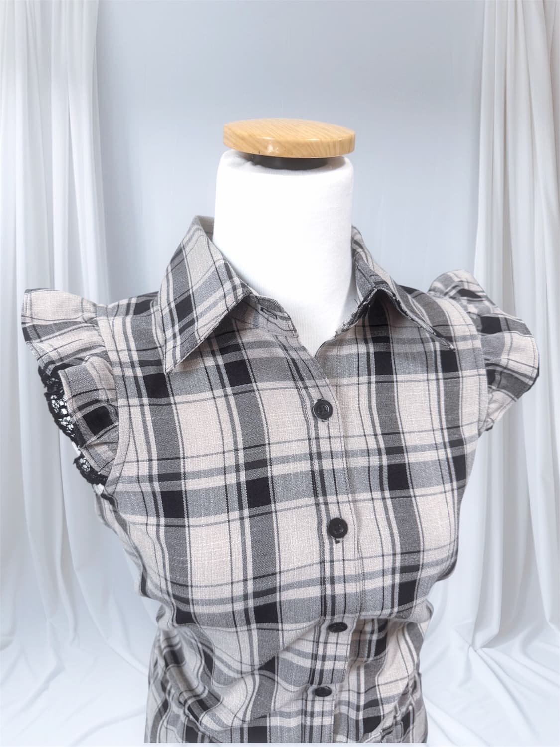 Cecilmcbee 세실맥비 로걀 공겜여주 스나계 체크 프릴 원피스 상품이미지2