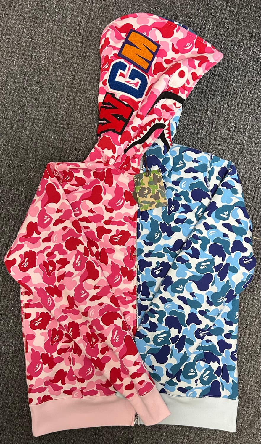 베이프 세퍼레이트 샤크후드 후드집업 핑크 블루 새상품 상품이미지1