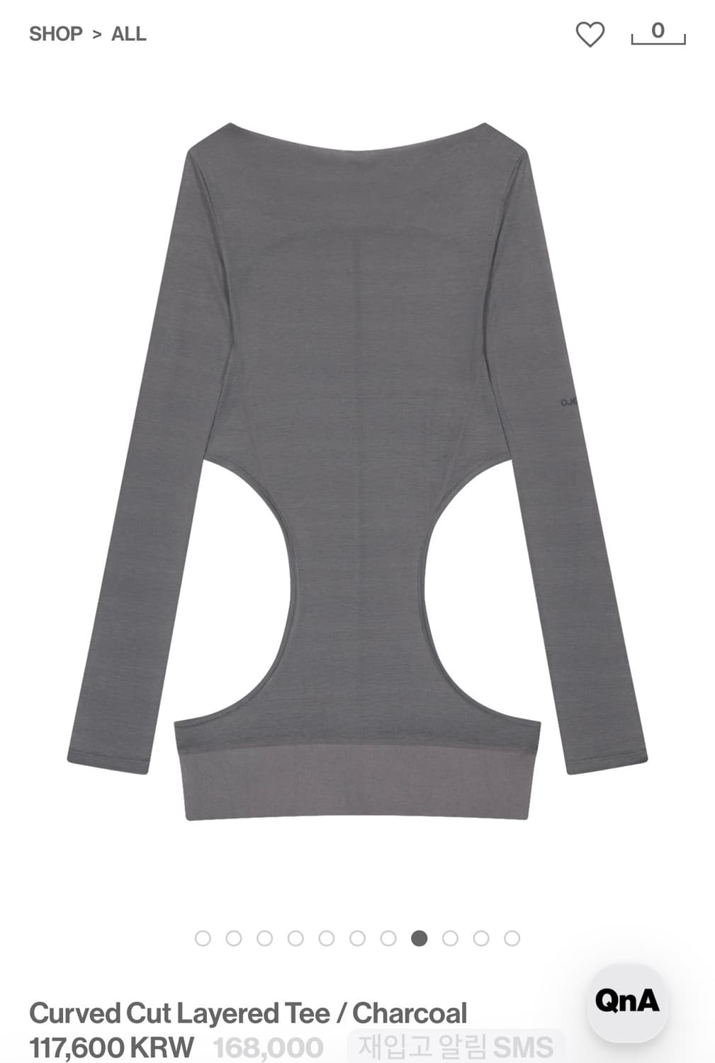 Curved Cut Layered Tee / Charcoal / 3사이즈 상품이미지2