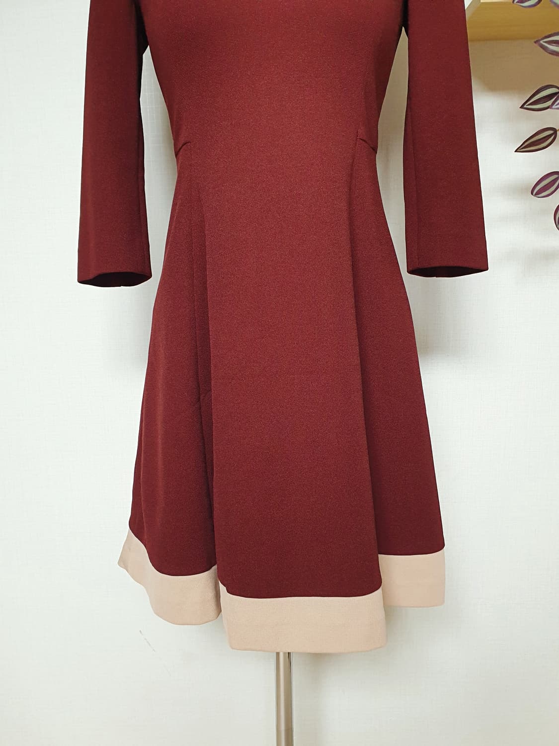 케네스레이디  배색원피스 55 미니 버건디 상품이미지7