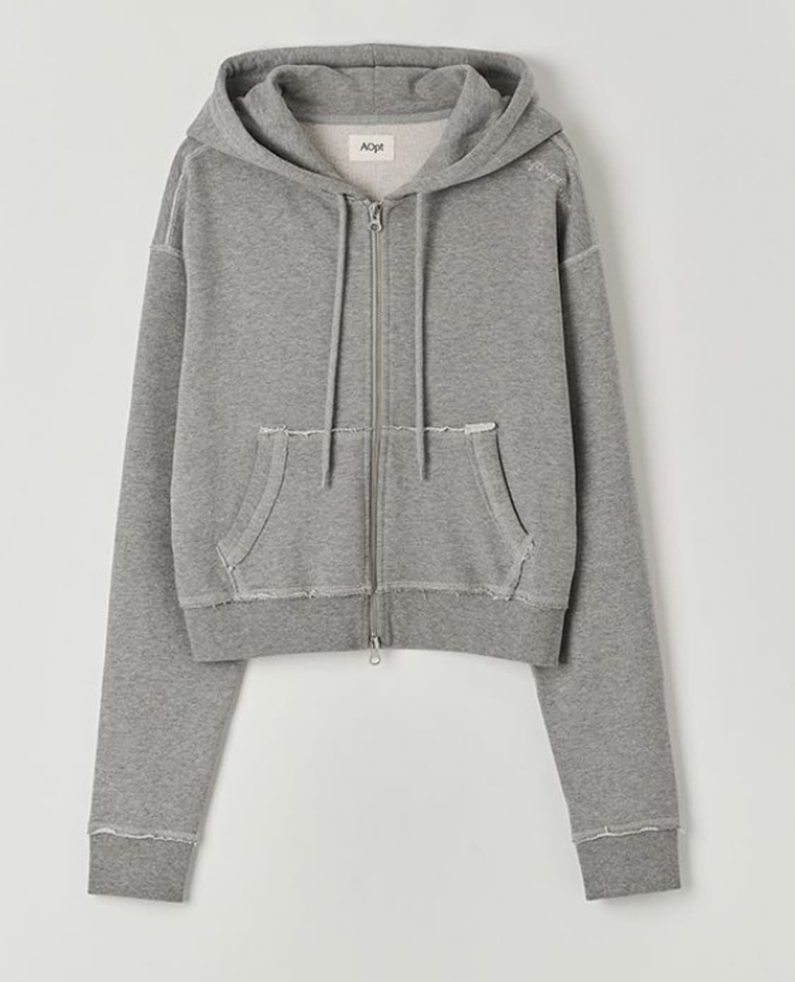 아옵트 로우 컷 후드집업 그레이 M 상품이미지4