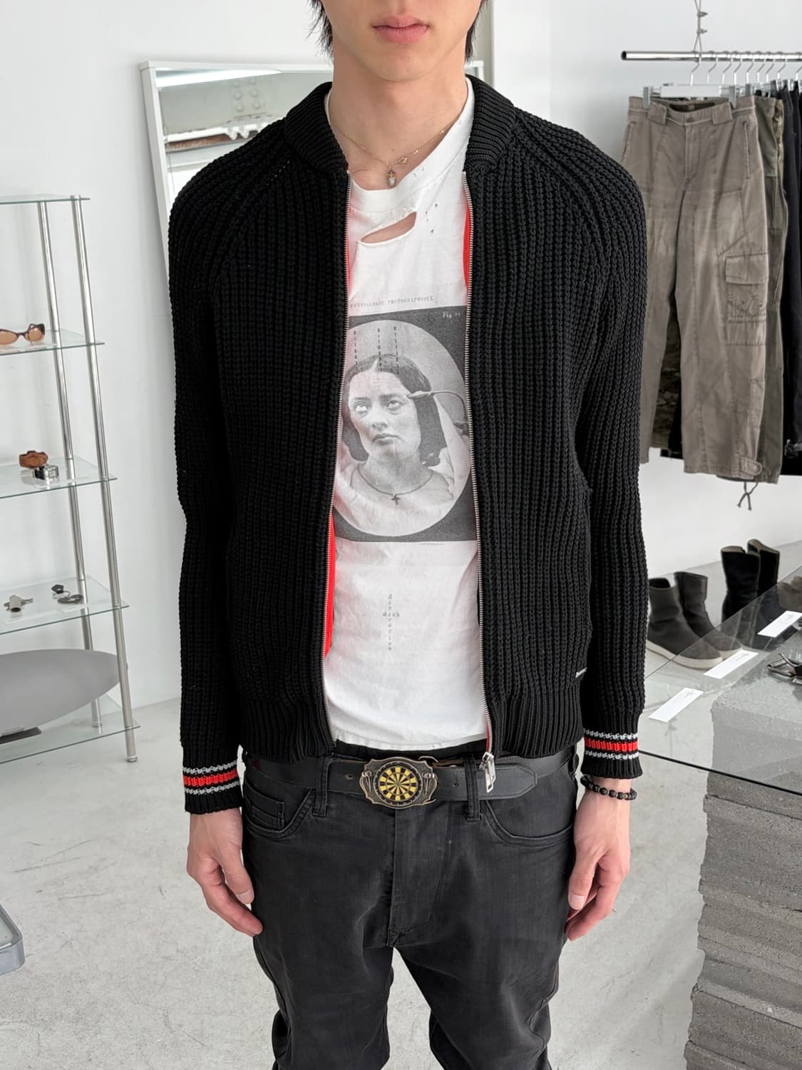 디젤 라인 니트 집업 상품이미지1