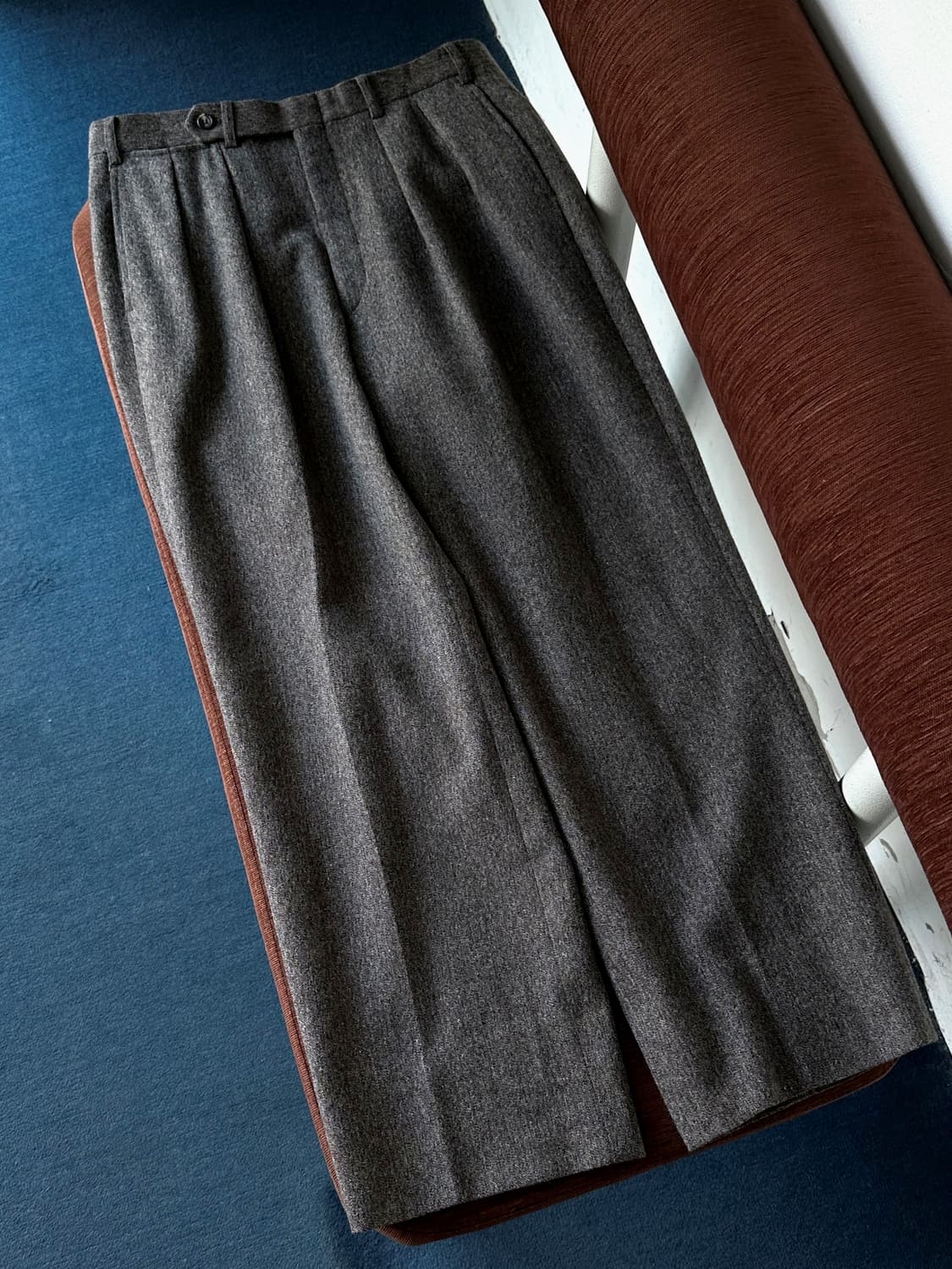 Tweed design 2 tuck wide straight slacks 상품이미지2