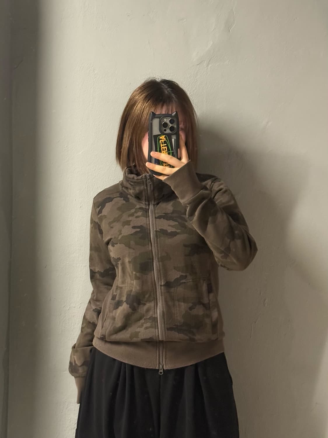 camo pattern high-neck 2-way zip-up 상품이미지2