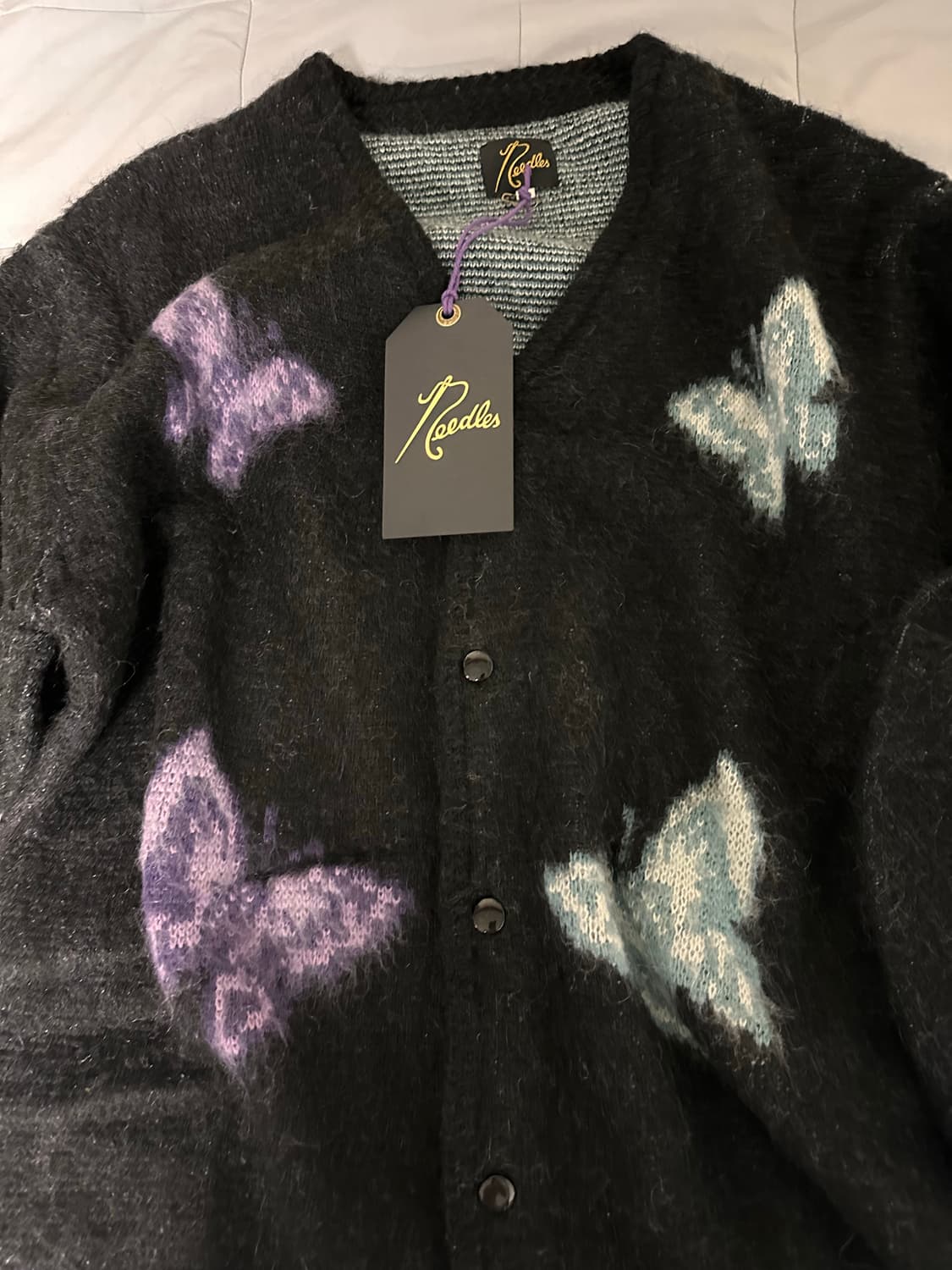 니들스x스튜디오스 별주 빠삐용 모헤어 가디건 블랙 L사이즈 판매합니다 상품이미지6