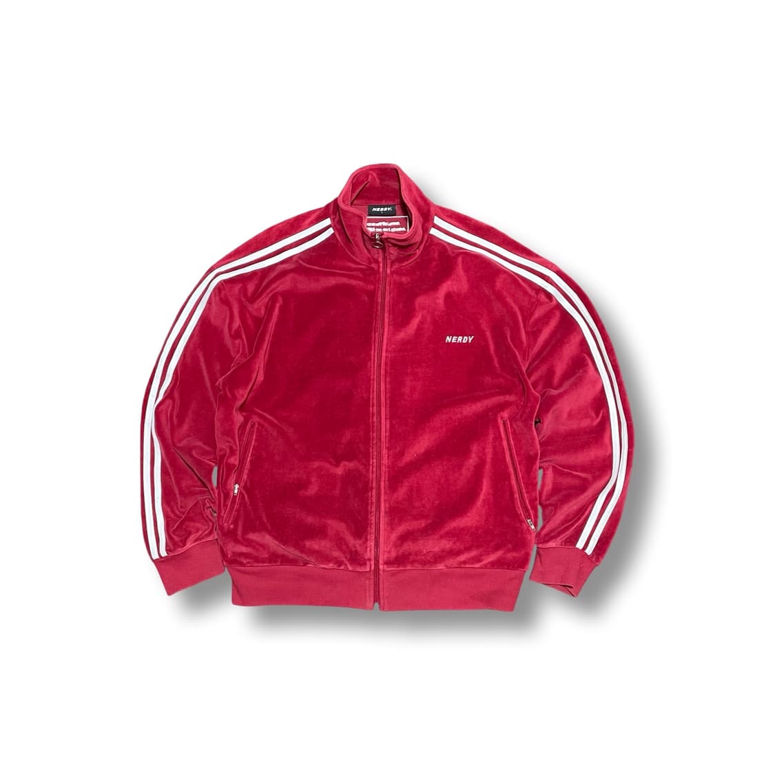 [L] 널디 빈티지 벨벳 트랙 자켓 레드버건디 져지 상품이미지1