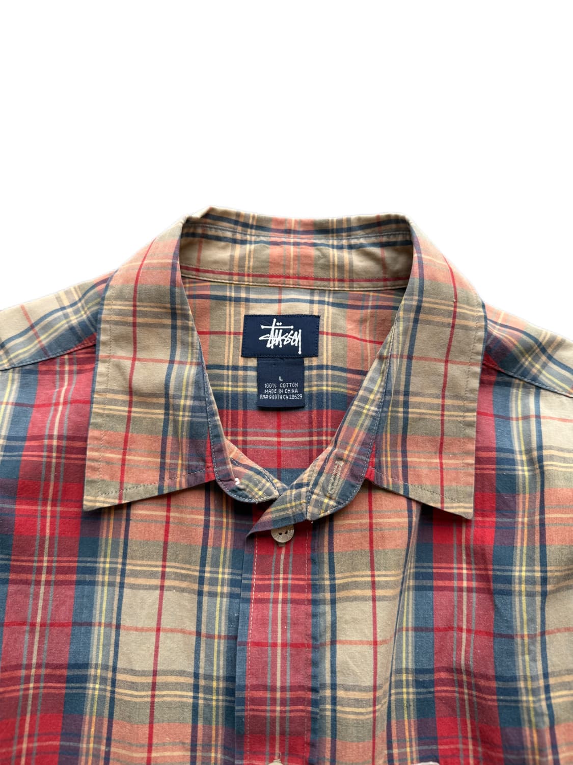 90s 스투시 체크셔츠 L(XL) 상품이미지3