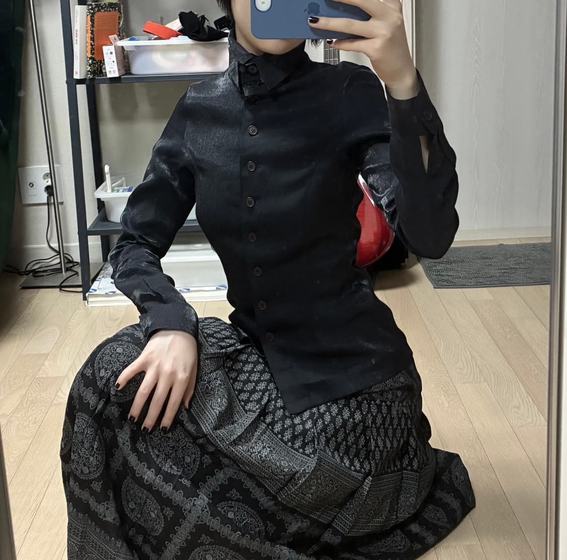 오브제 아방가르드 고딕 하이넥 셔츠 블라우스 상품이미지2