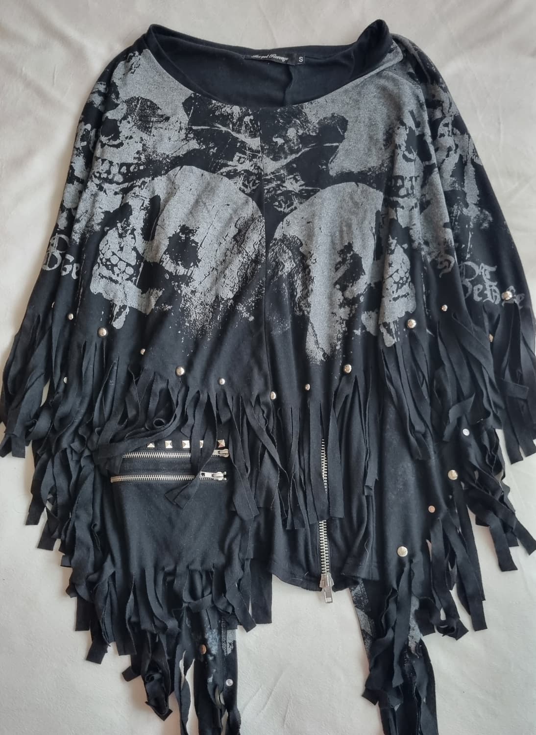 빈티지 섹스팟리벤지 펑크 스컬 해골 케이프 상품이미지1