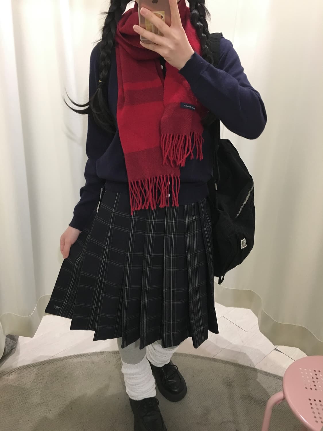 JPN 스쿨룩 체크 미디 스커트 상품이미지7