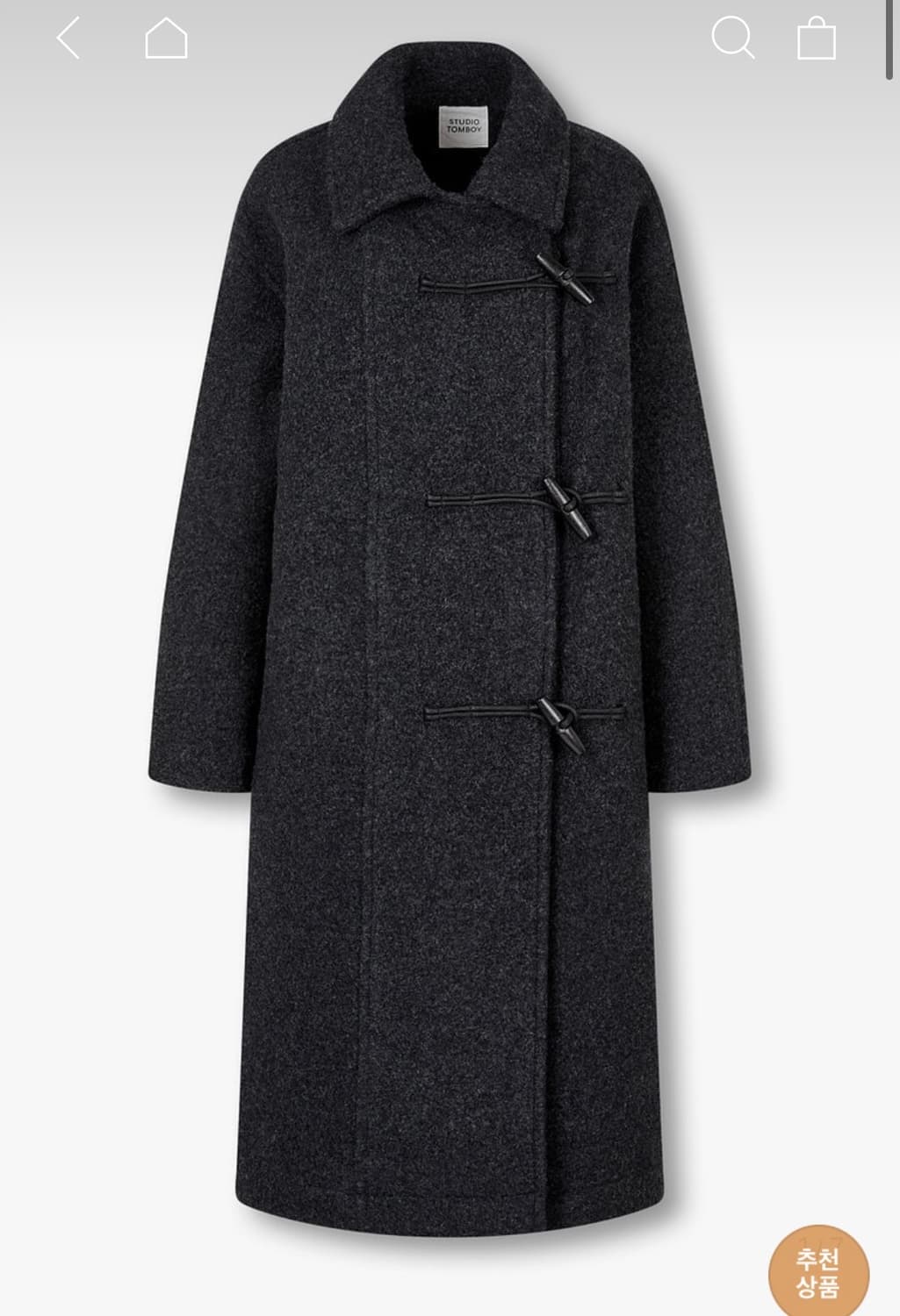 스튜디오톰보이 사이드 토글 코트 / 차콜 상품이미지1
