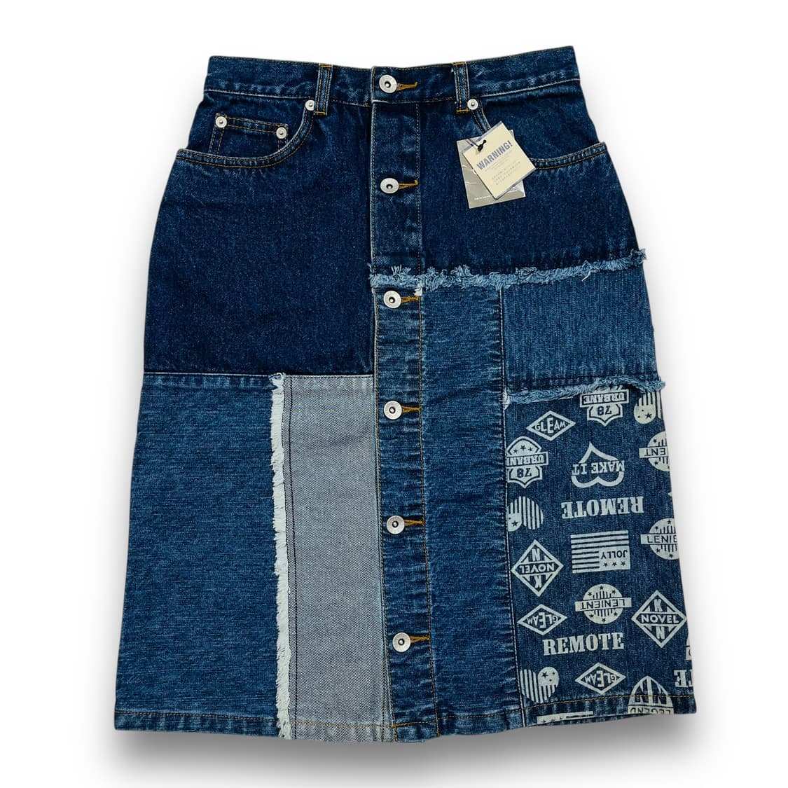 C.A.T 데님 언발란스 패치 레트로 로고 데님 스커트 상품이미지1