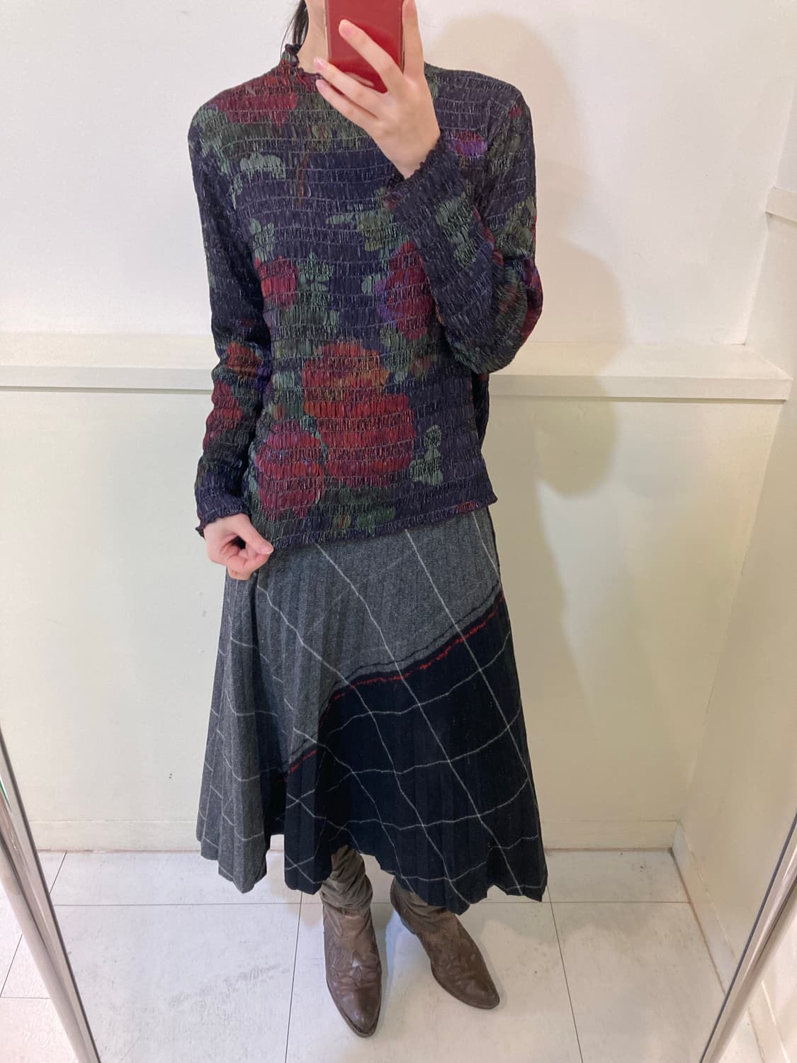 빈티지 에스닉 플라워 긴팔 블라우스 상품이미지9