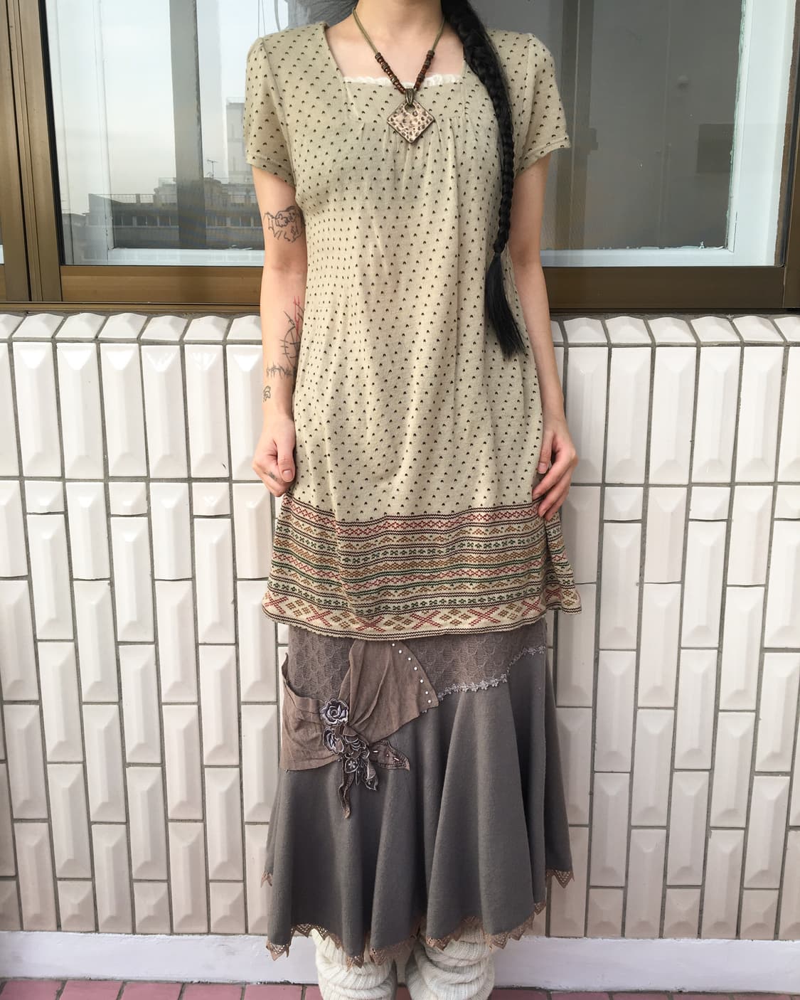 Unbalanced patch point long skirt 상품이미지6