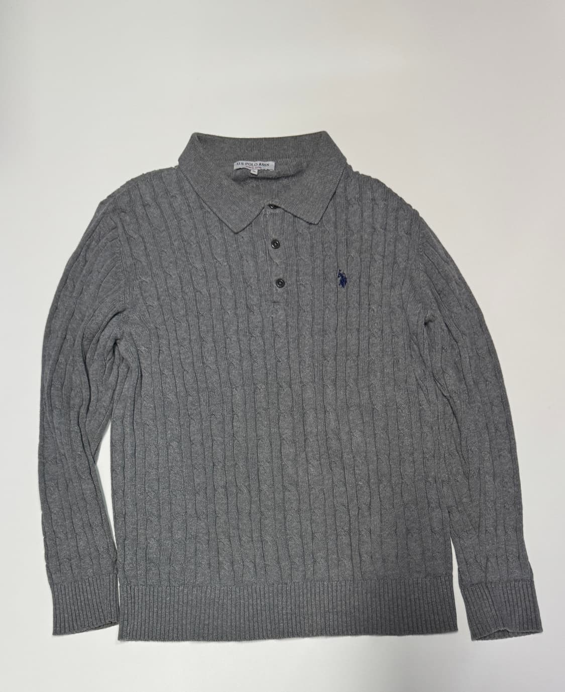 Us폴로 그레이 꽈배기 코튼 니트 L~XL 상품이미지1
