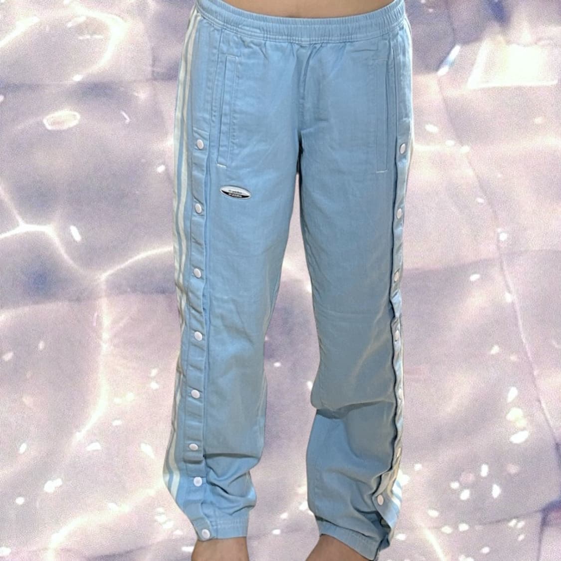 아디다스 아디브레이크 스카이블루 와이드 스냅 버튼 데님 트랙 팬츠 M 상품이미지2