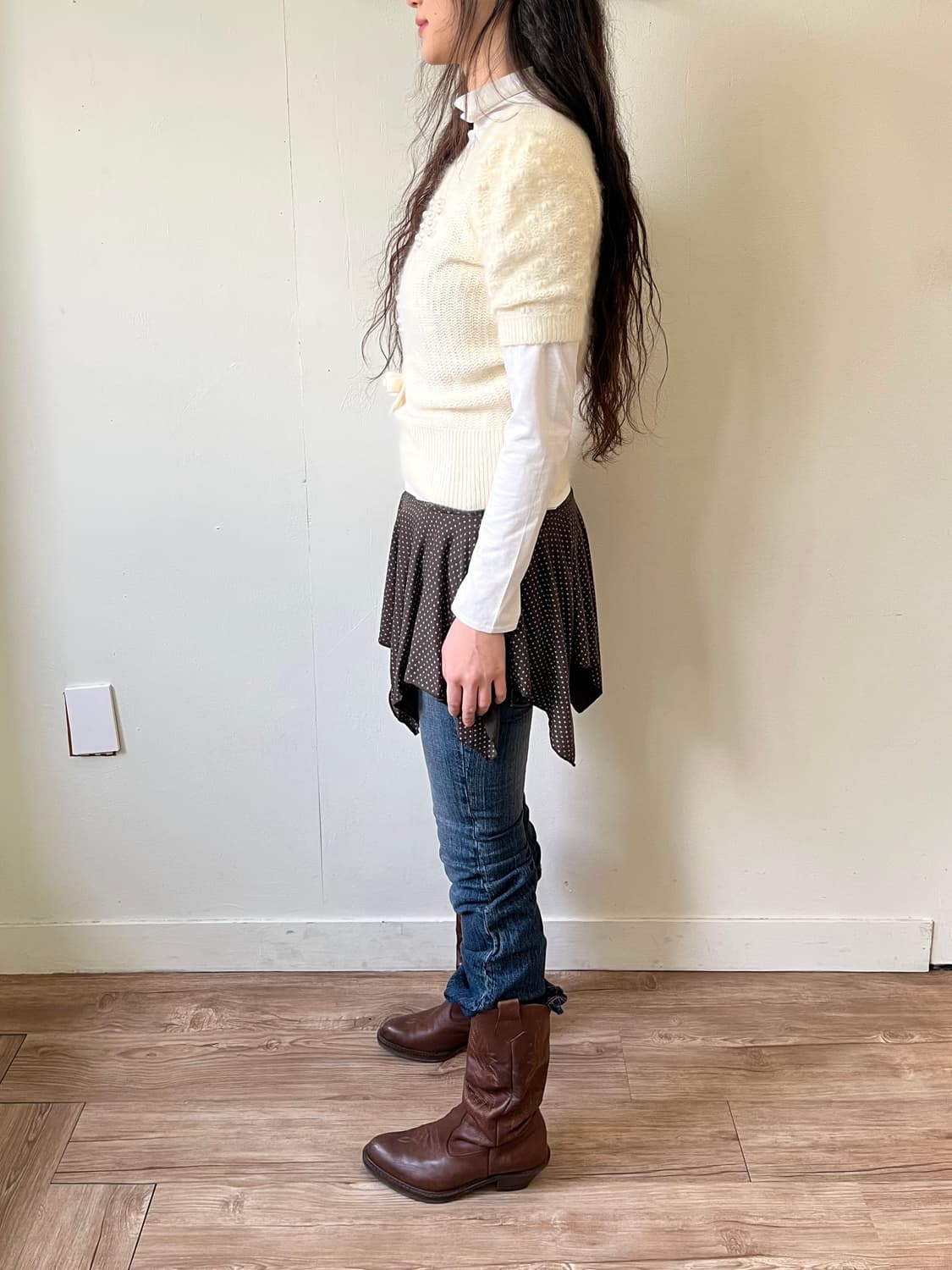 LA 브라운 도트 밴딩 스커트 상품이미지9