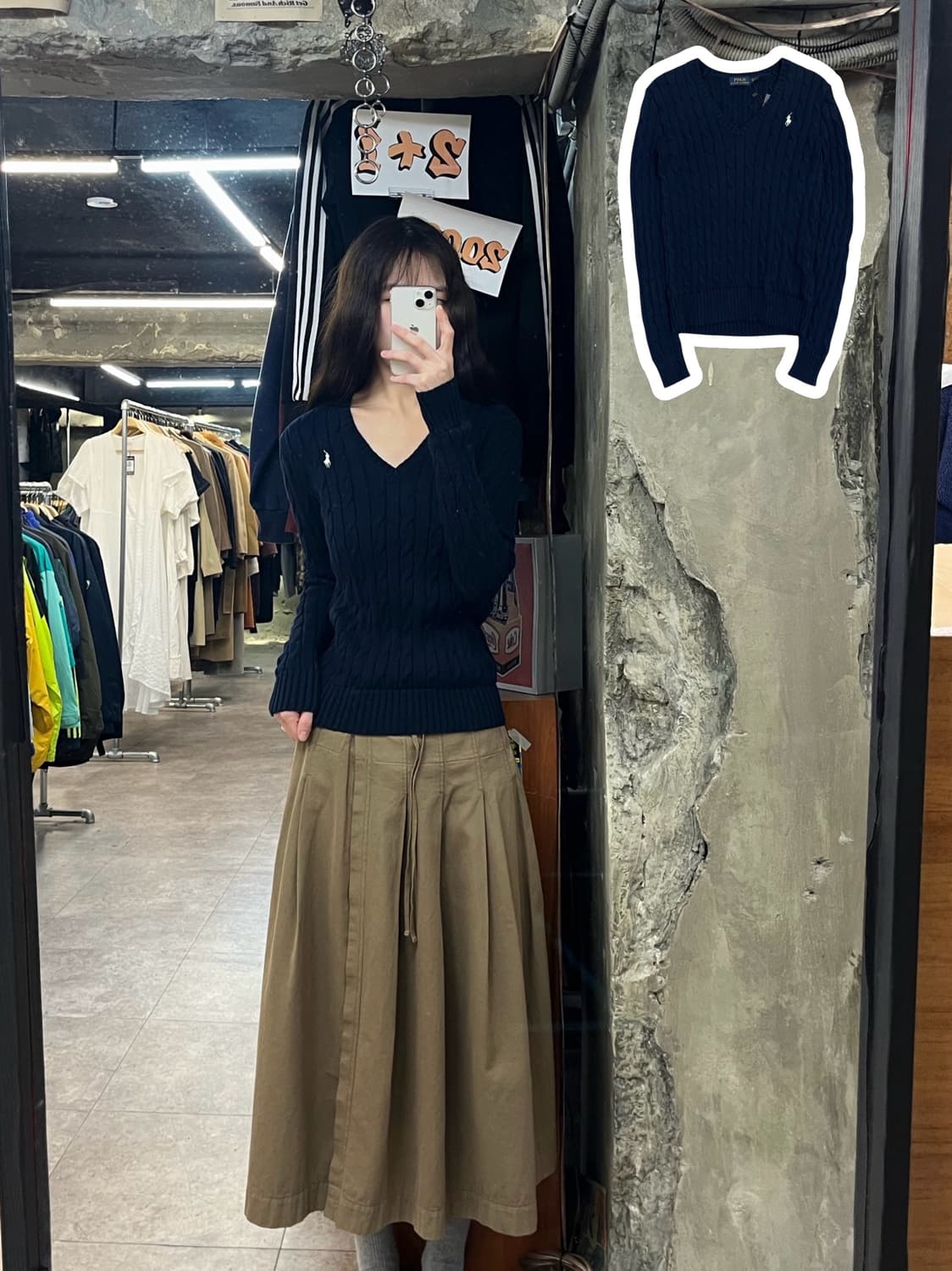 폴로 랄프로렌 꽈배기 브이넥 니트 네이비 XS #csz3667 상품이미지1