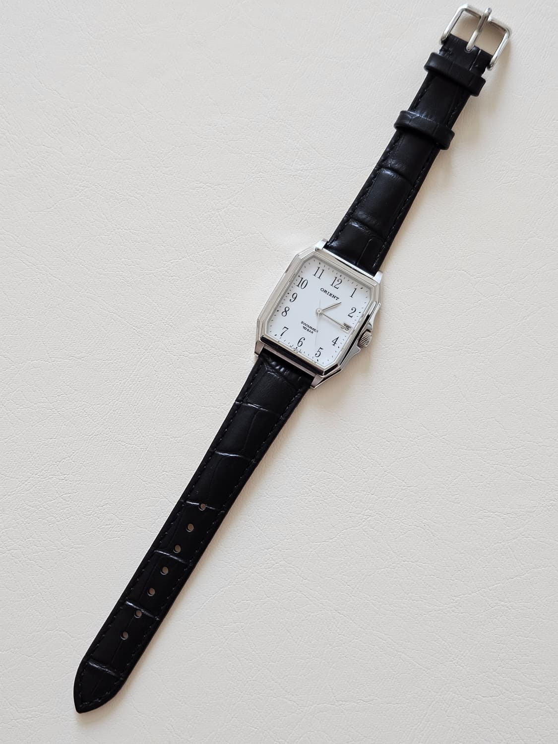 빈티지 오리엔트 스위머 흰판 가죽 시계 상품이미지5