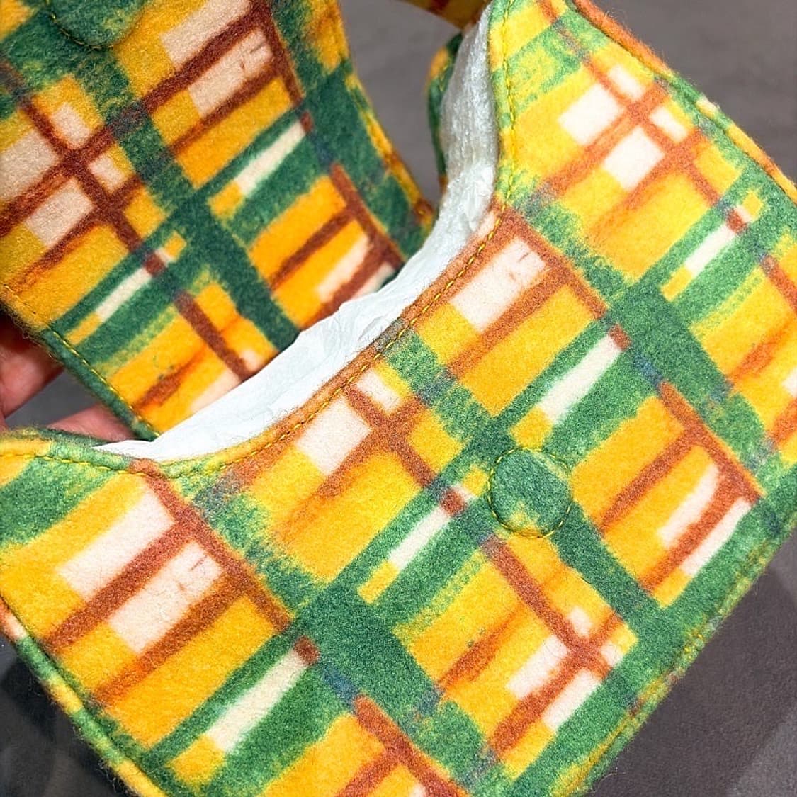 (정품/새상품) 시몬 밀러 여성 그린 옐로 체크 울 핸드백 상품이미지2