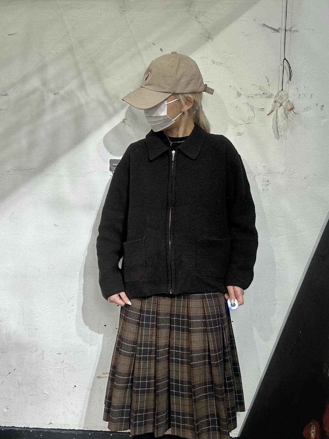 일본 빈티지 크롭 딥 브라운 니트 자켓  상품이미지2